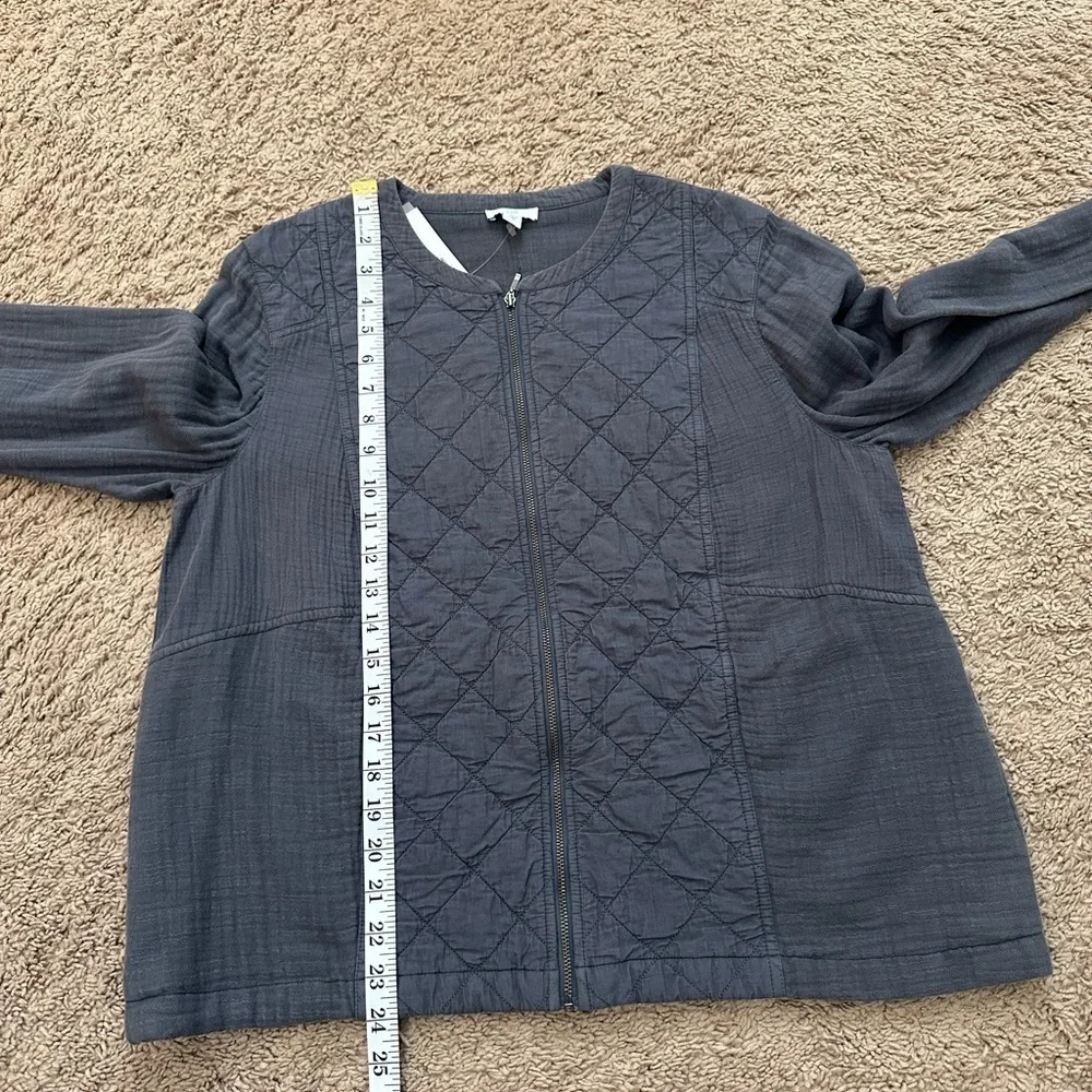 J. Jill Women Quilted Lightweight Jacket Charcoal Gray Mixed Media Cotton Size M